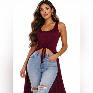 Sleeveless Tie-Front Maxi Top